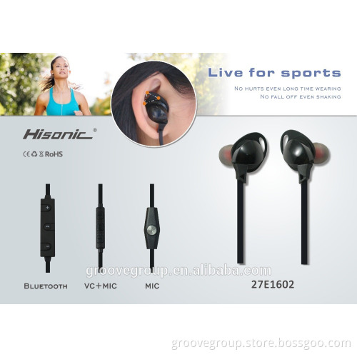 hands free sports earphone with mic and volume control sports bluetooth hands free earphone